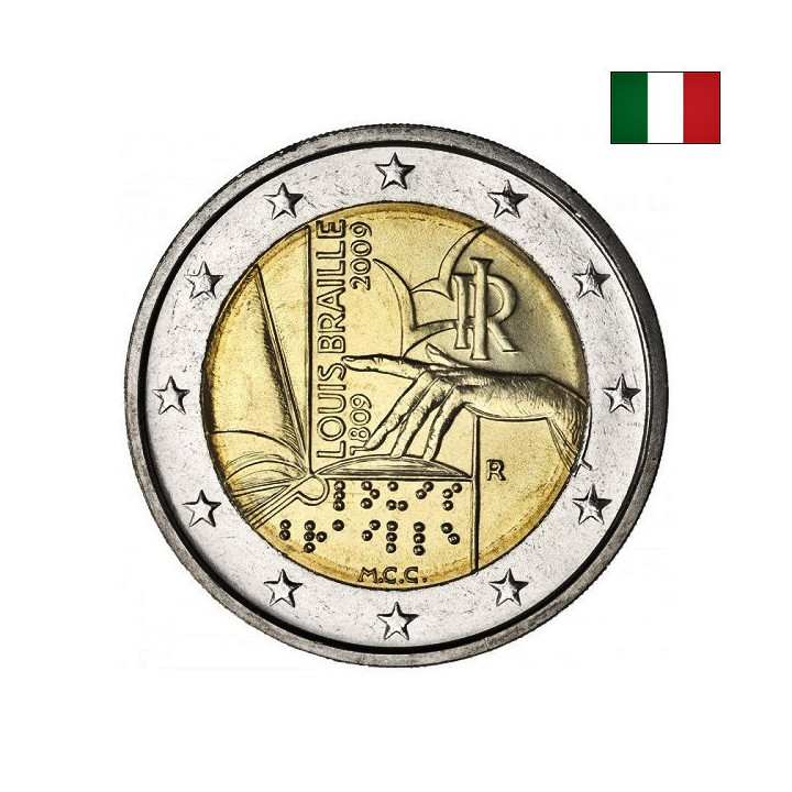 Italy 2 Euro 2009 "Loius Braille" UNC