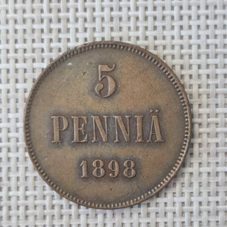 Finland 5 Penniä 1898 KM-15 VF