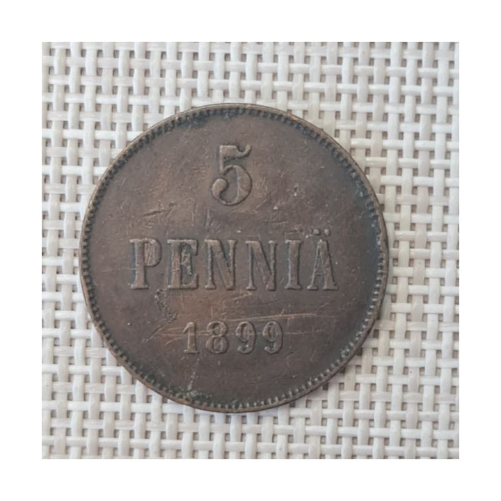 Finland 5 Penniä 1899 KM-15 VF