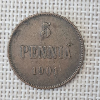 Finland 5 Penniä 1901 KM-15 VF