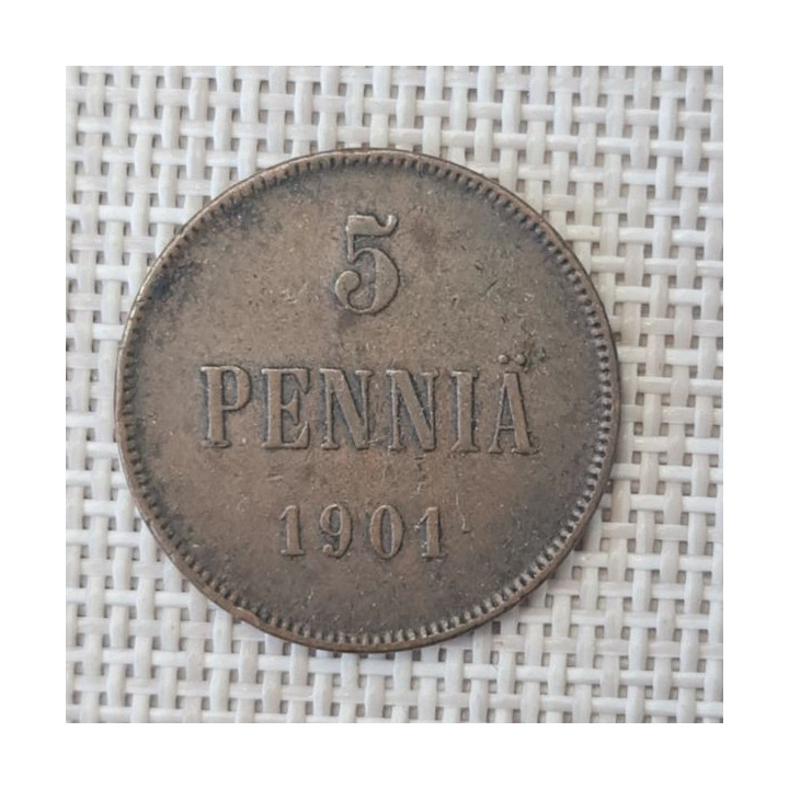 Finland 5 Penniä 1901 KM-15 VF