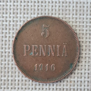 Finland 5 Penniä 1916 KM-15 VF
