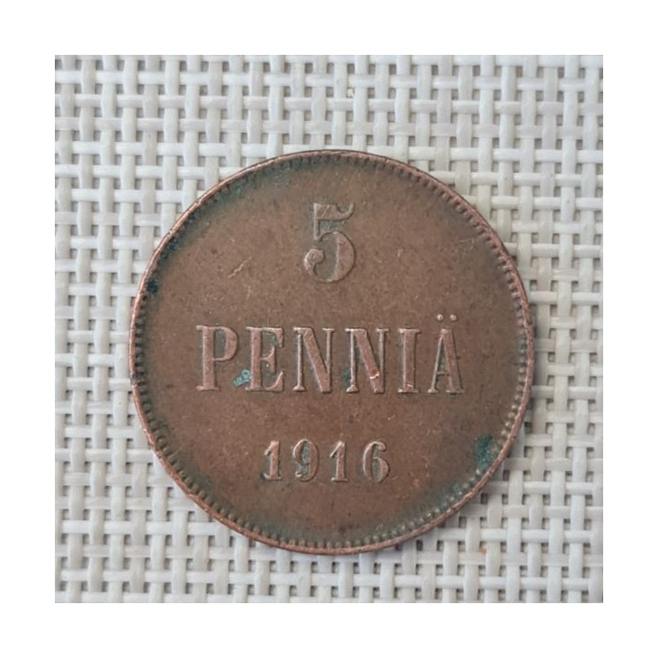 Finland 5 Penniä 1916 KM-15 VF