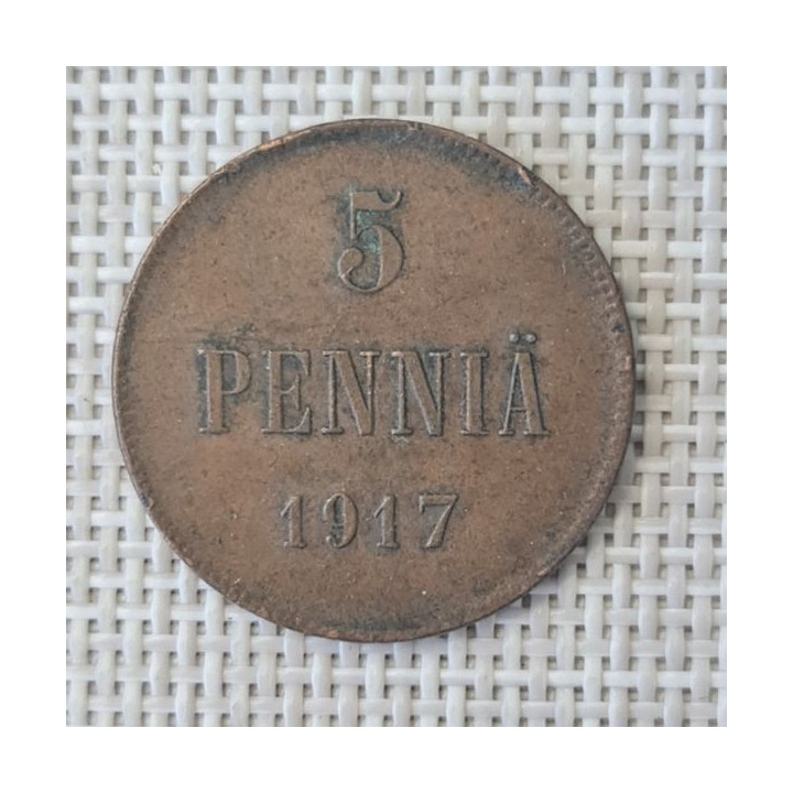 Finland 5 Penniä 1917 KM-17 VF