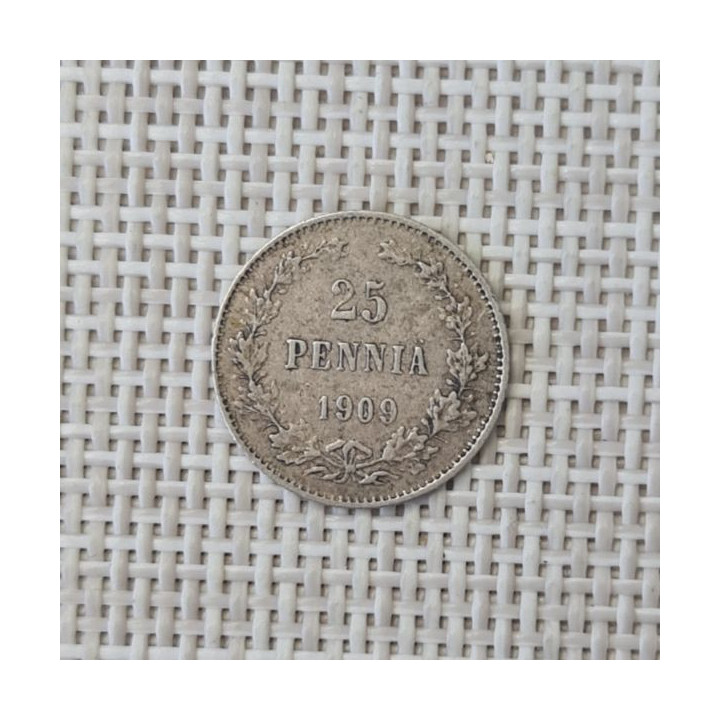 Finland 25 Penniä 1909 KM-6.2 VF