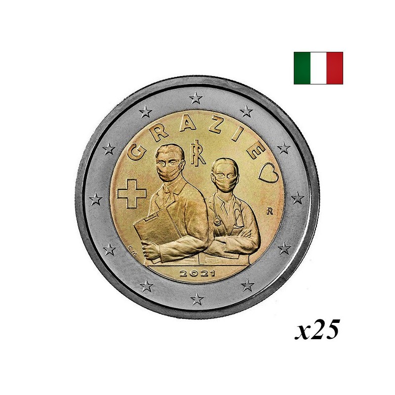 Italy 2 Euro 2021 "Health Professionals" Roll