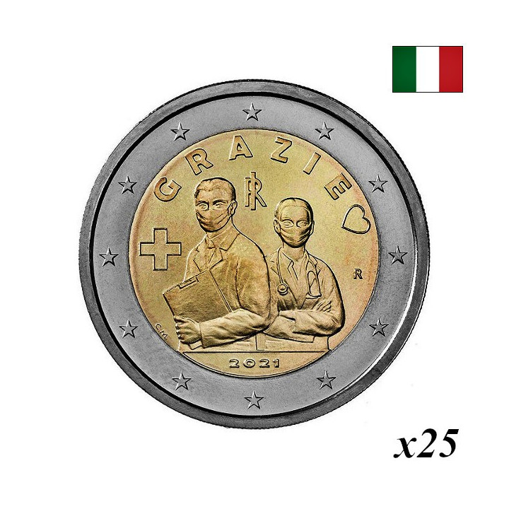 Italy 2 Euro 2021 "Health Professionals" Roll