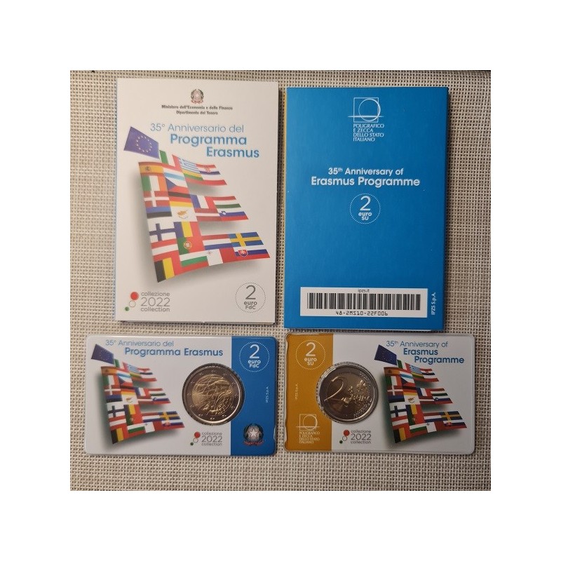 Italy 2 Euro 2022 "Erasmus" BU (Coin Card)