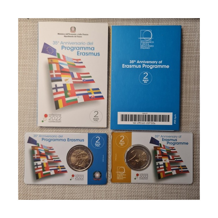 Italy 2 Euro 2022 "Erasmus" BU (Coin Card)