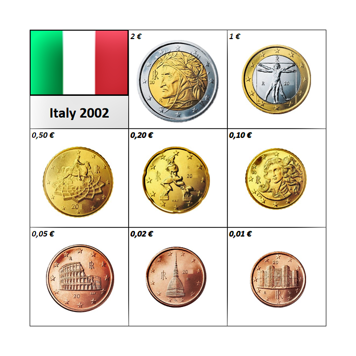 Italy Euro Set (3,88€) 2002 UNC