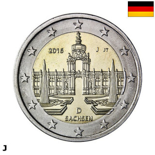 Germany 2 Euro 2016 J "Saxony" UNC