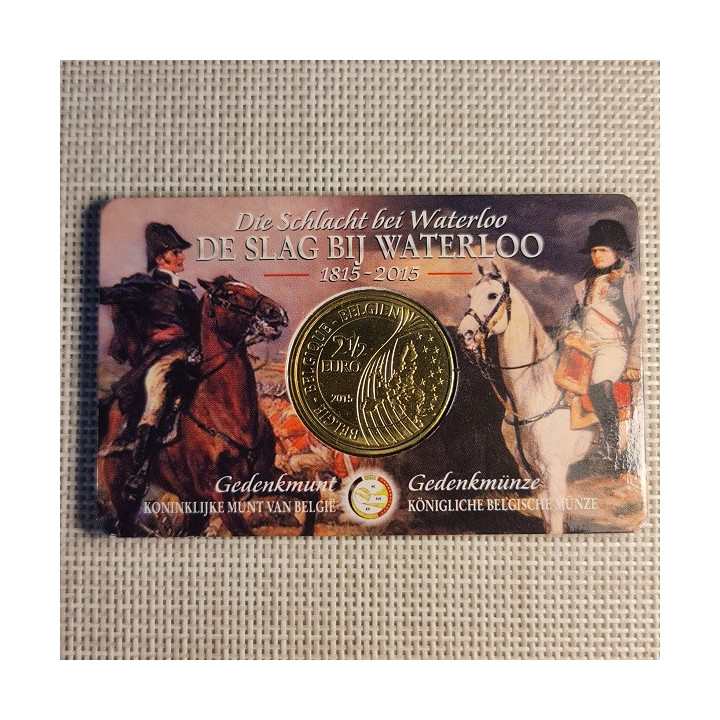 Belgium 2 1/2 Euro 2015 "Waterloo" BU (French, Coin Card)