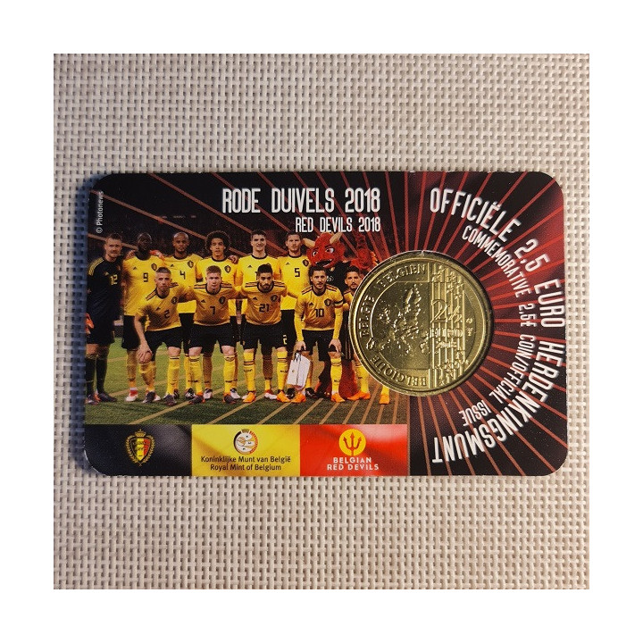Belgium 2 1/2 Euro 2018 "Red Devils" BU (French, Coin Card)