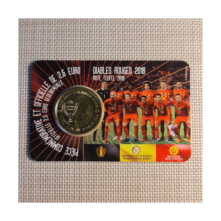 Belgium 2 1/2 Euro 2018 "Red Devils" BU (French, Coin Card)
