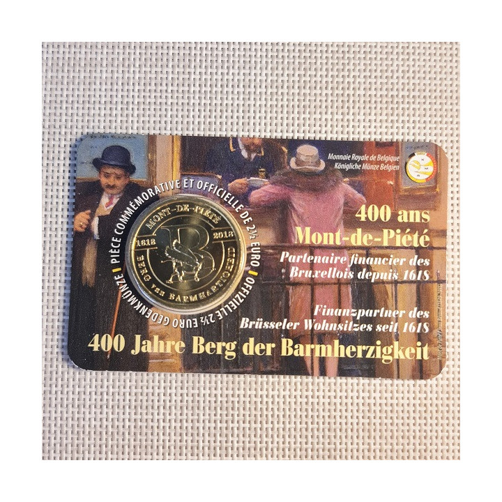 Belgium 2 1/2 Euro 2018 "Mont de Piété" BU (French, Coin Card)