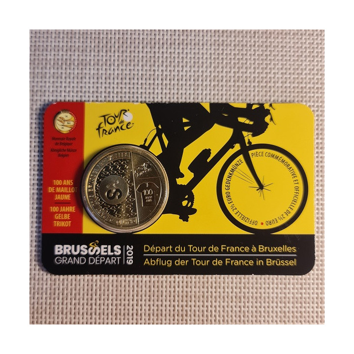Belgium 2 1/2 Euro 2019 "Tour de France" BU (French, Coin Card)