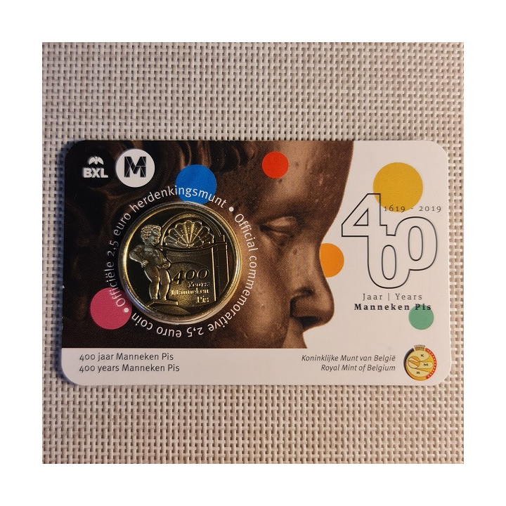 Belgium 2 1/2 Euro 2019 "Manneken Pis" BU (Dutch, Coin Card)