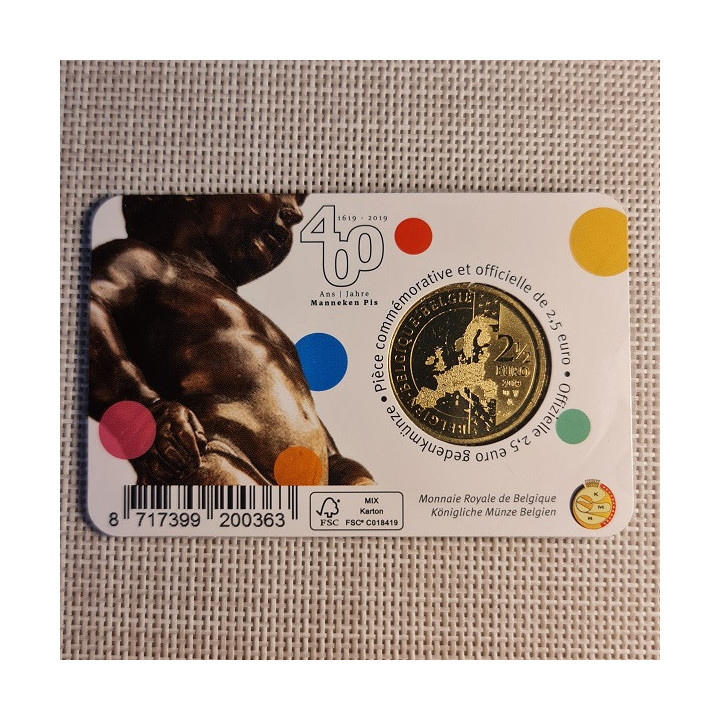 Belgium 2 1/2 Euro 2019 "Manneken Pis" BU (Dutch, Coin Card)