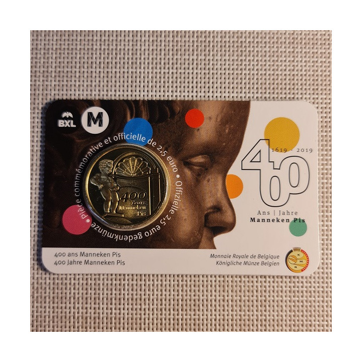 Belgium 2 1/2 Euro 2019 "Manneken Pis" BU (French, Coin Card)