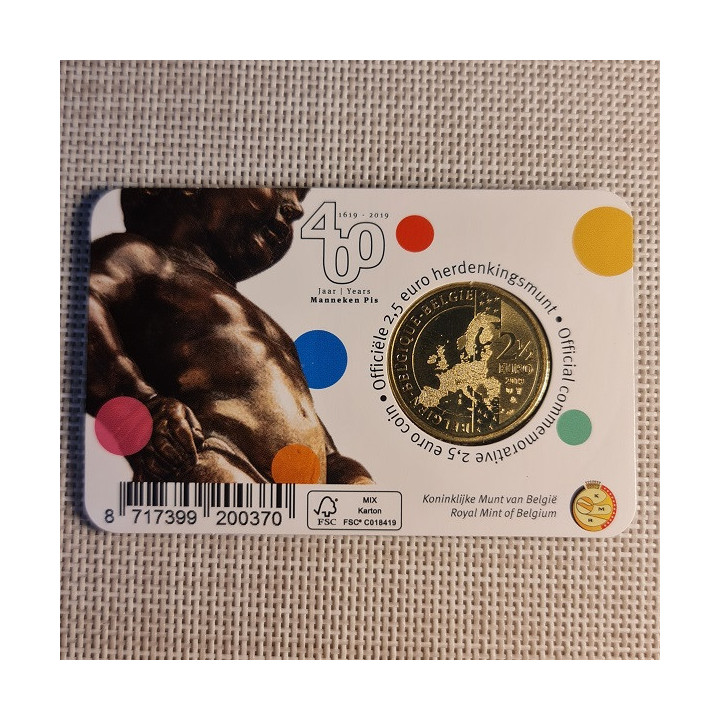 Belgium 2 1/2 Euro 2019 "Manneken Pis" BU (French, Coin Card)