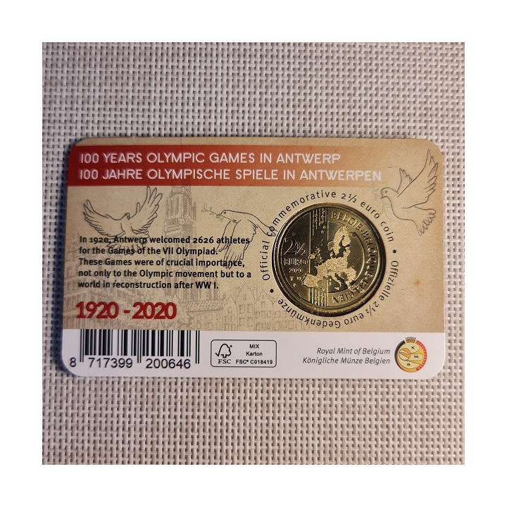 Belgium 2 1/2 Euro 2020 "Summer Olympics" BU (Dutch, Coin Card)