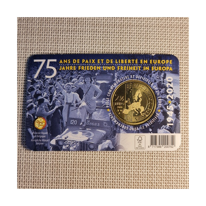 Belgium 2 1/2 Euro 2020 "Peace & Freedom" BU (Dutch, Coin Card)