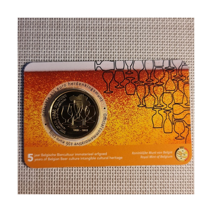 Belgium 2 1/2 Euro 2021 "Beer Culture" BU (Dutch, Coin Card)