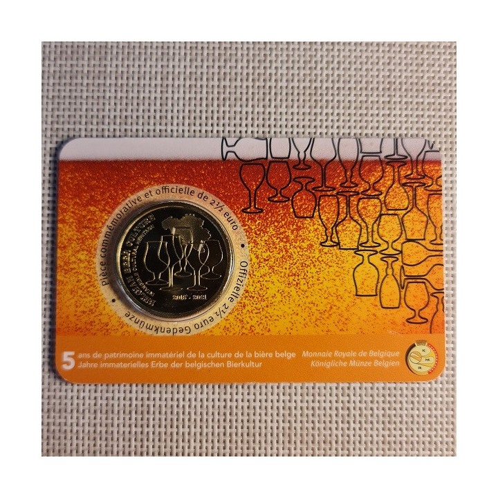 Belgium 2 1/2 Euro 2021 "Beer Culture" BU (French, Coin Card)