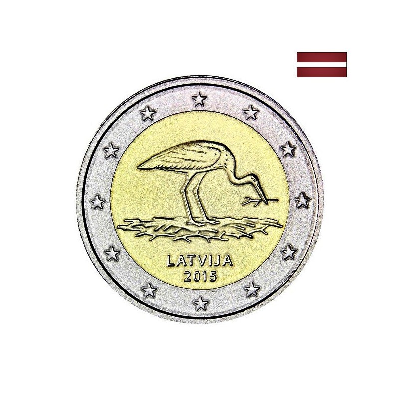 Latvia 2 Euro 2015 "Black Stork" UNC