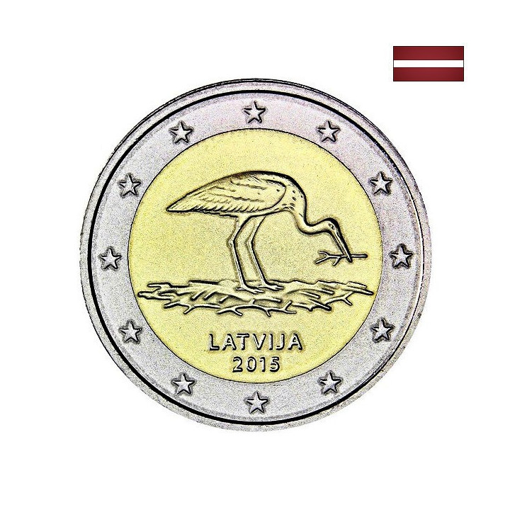 Latvia 2 Euro 2015 "Black Stork" UNC
