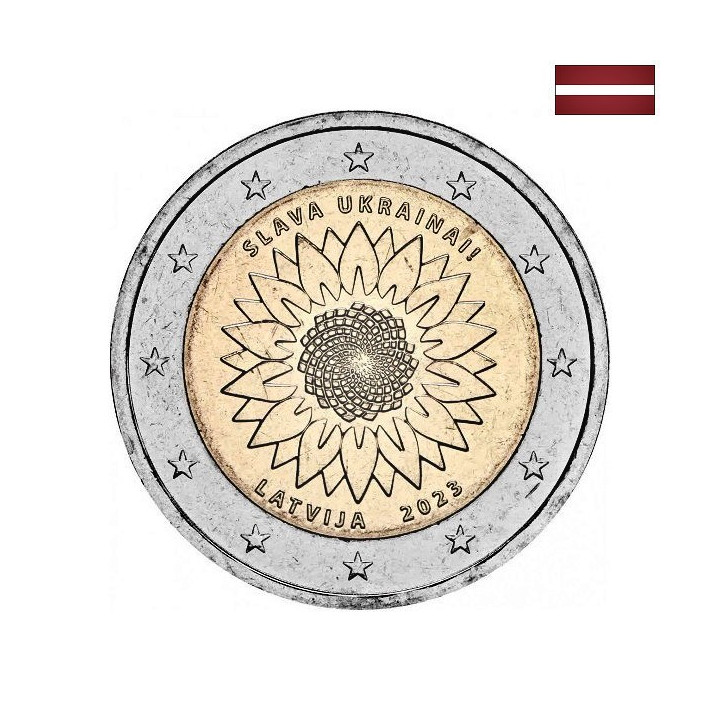 Latvia 2 Euro 2023 "Ukrainian Sunflower" UNC