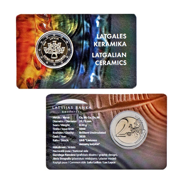 Latvia 2 Euro 2020 "Latgalian Ceramics" BU (Coin Card)