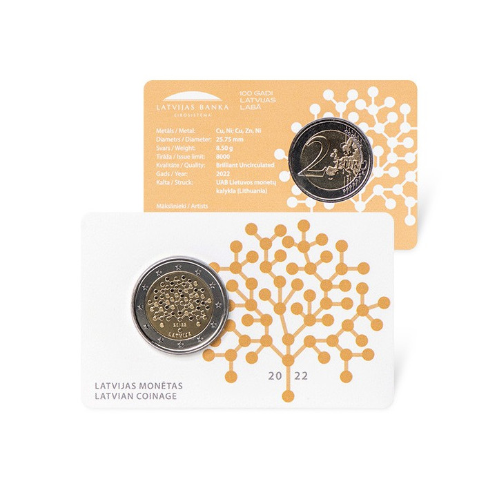 Latvia 2 Euro 2022 "Financial Literacy" BU (Coin Card)