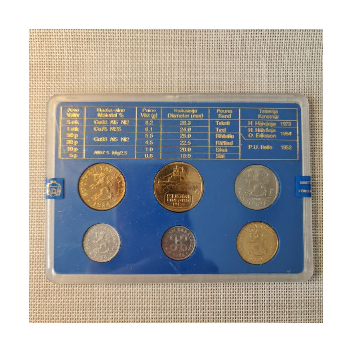 Finland 6 Coin Set (5 Penniä - 5 Markkaa) 1984 UNC