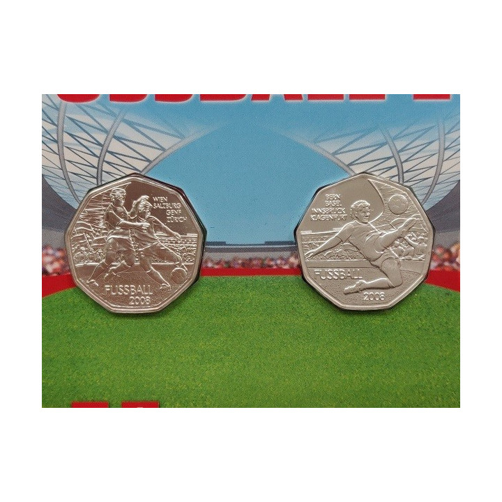 Austria 2 x 5 Euro 2008 "Football" KM-3163 - 3164 BU (Blister)