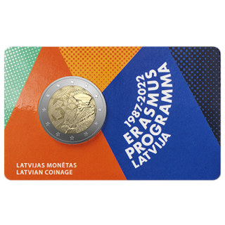 Latvia 2 Euro 2022 "Erasmus (ERA)" BU (Coin Card)