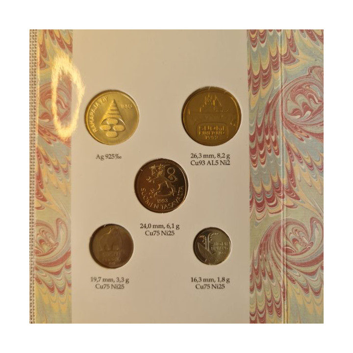Finland 4 Coin Set (10 Penniä - 5 Markkaa) 1993 UNC