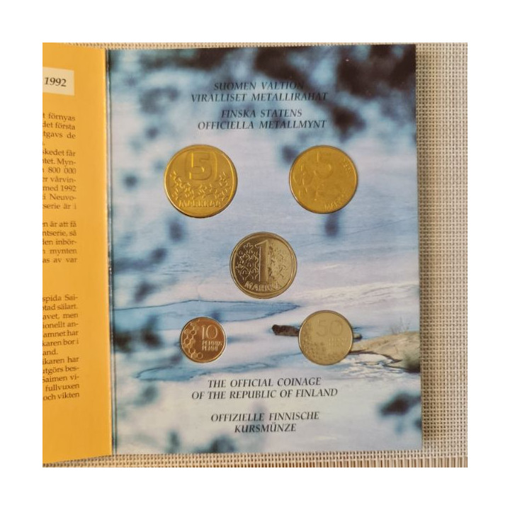 Finland 5 Coin Set (10 Penniä - 5 Markkaa) 1992 UNC