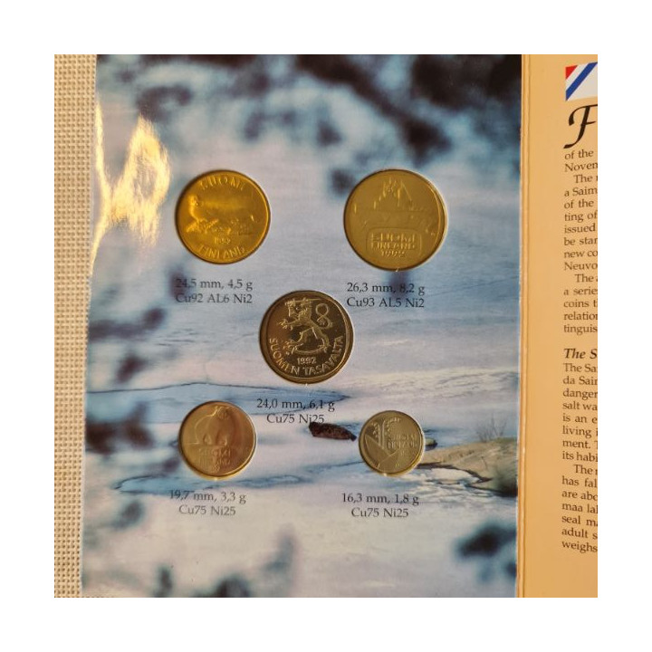 Finland 5 Coin Set (10 Penniä - 5 Markkaa) 1992 UNC
