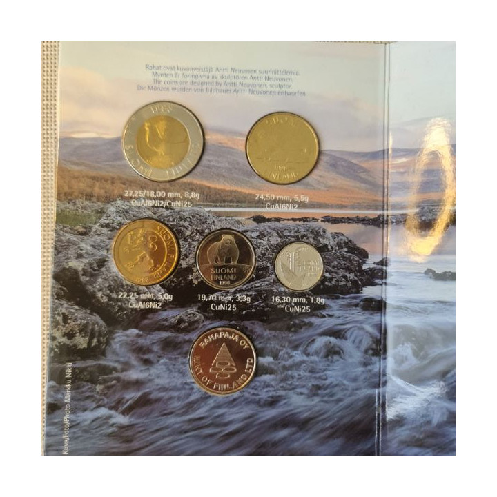Finland 5 Coin Set (10 Penniä - 10 Markkaa) 1998 UNC