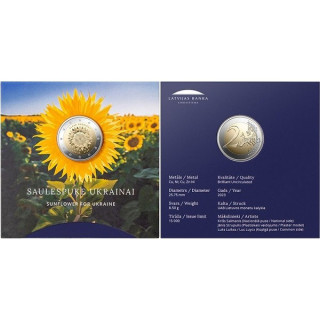 Latvia 2 Euro 2023 "Ukrainian Sunflower" BU (Coin Card)