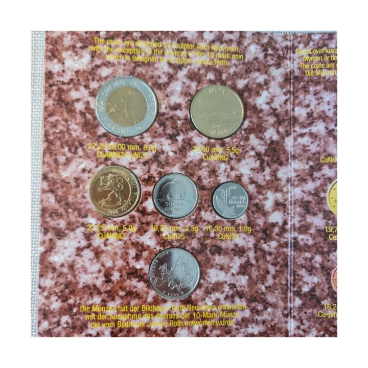 Finland 5 Coin Set (10 Penniä - 10 Markkaa) 1999/2 UNC
