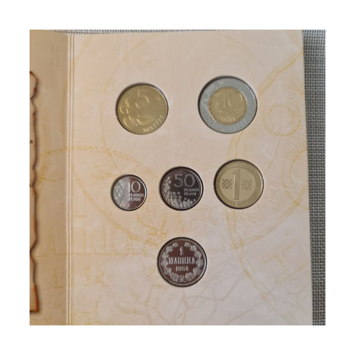 Finland 5 Coin Set (10 Penniä - 10 Markkaa) 2001/1 UNC