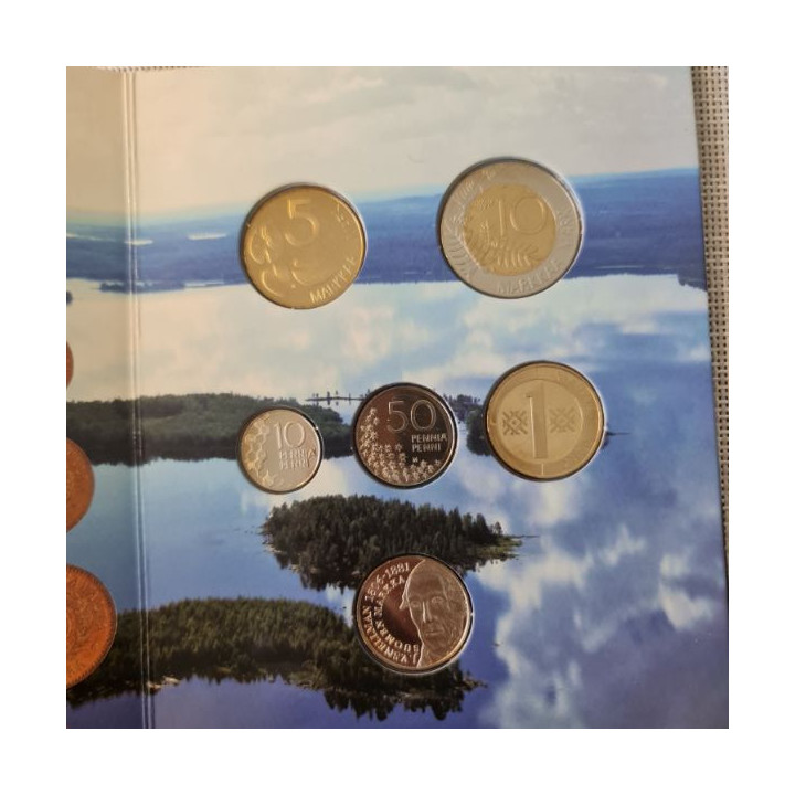Finland 5 Coin Set (10 Penniä - 10 Markkaa) 2001/2 UNC