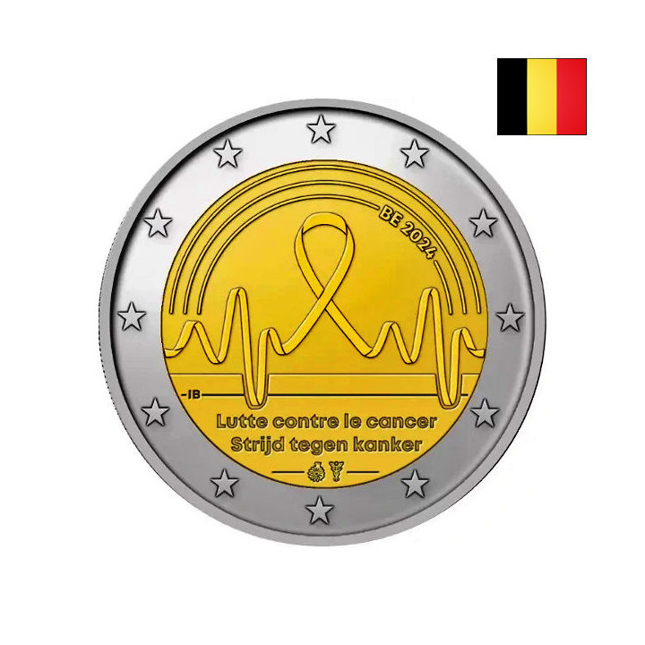 Belgium 2 Euro 2024 "Cancer" BU (French, Coin Card)