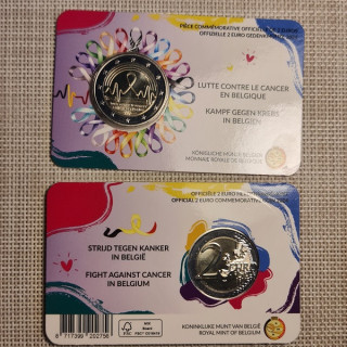 Belgium 2 Euro 2024 "Cancer" BU (French, Coin Card)