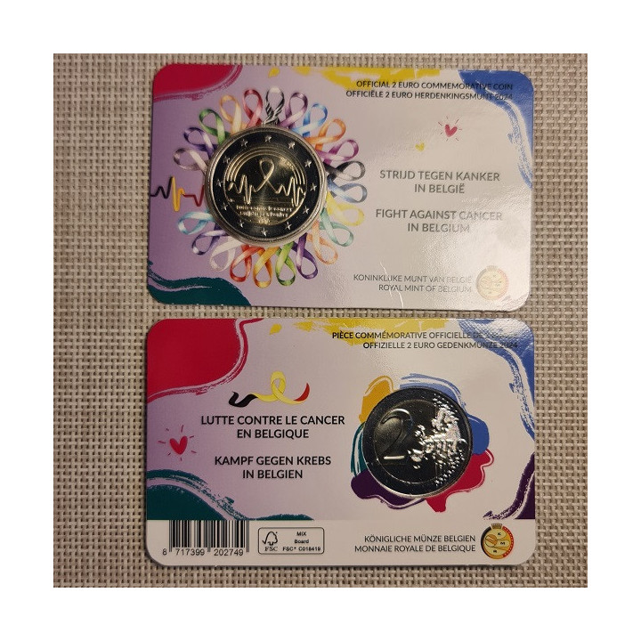 Belgium 2 Euro 2024 "Cancer" BU (Dutch, Coin Card)