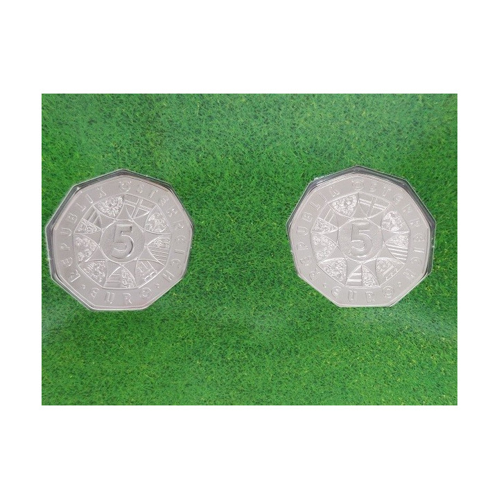 Austria 2 x 5 Euro 2008 "Football" KM-3163 - 3164 BU (Blister)