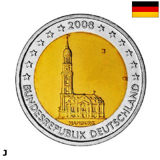 Germany 2 Euro 2008 J "Hamburg" UNC