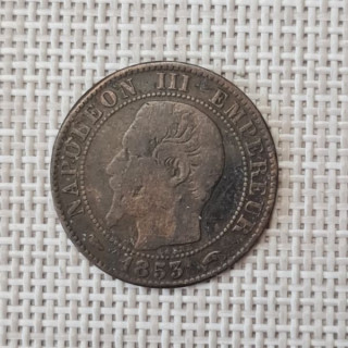 France 5 Centimes 1853 "A" KM-777 VF
